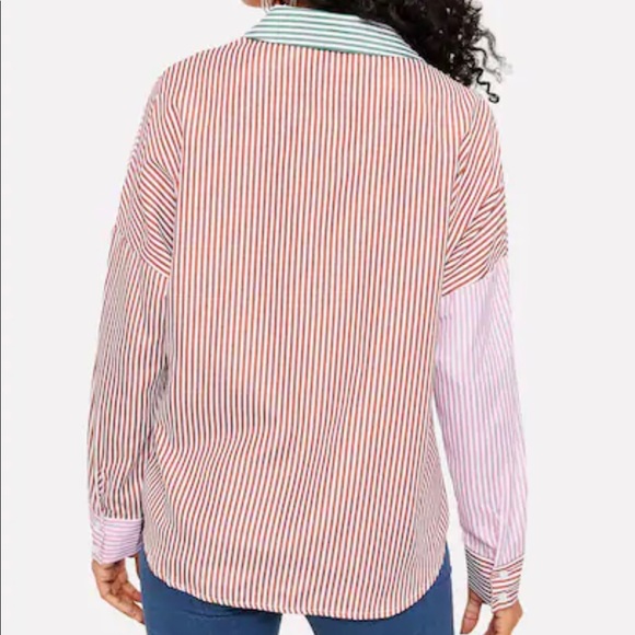 Preppy Stripe Color-block Button Up Shirt - Picture 2 of 4